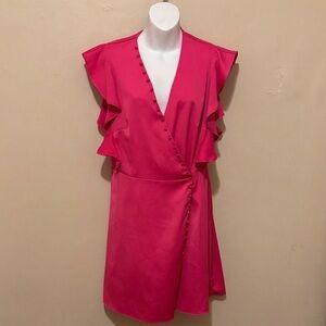 Alexia Admor Fuchsia Ruffle Wrap Mini Dress